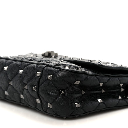 Valentino Garavani Craquele Nappa Small Rockstud Spike Shoulder Bag Black 10 of 10