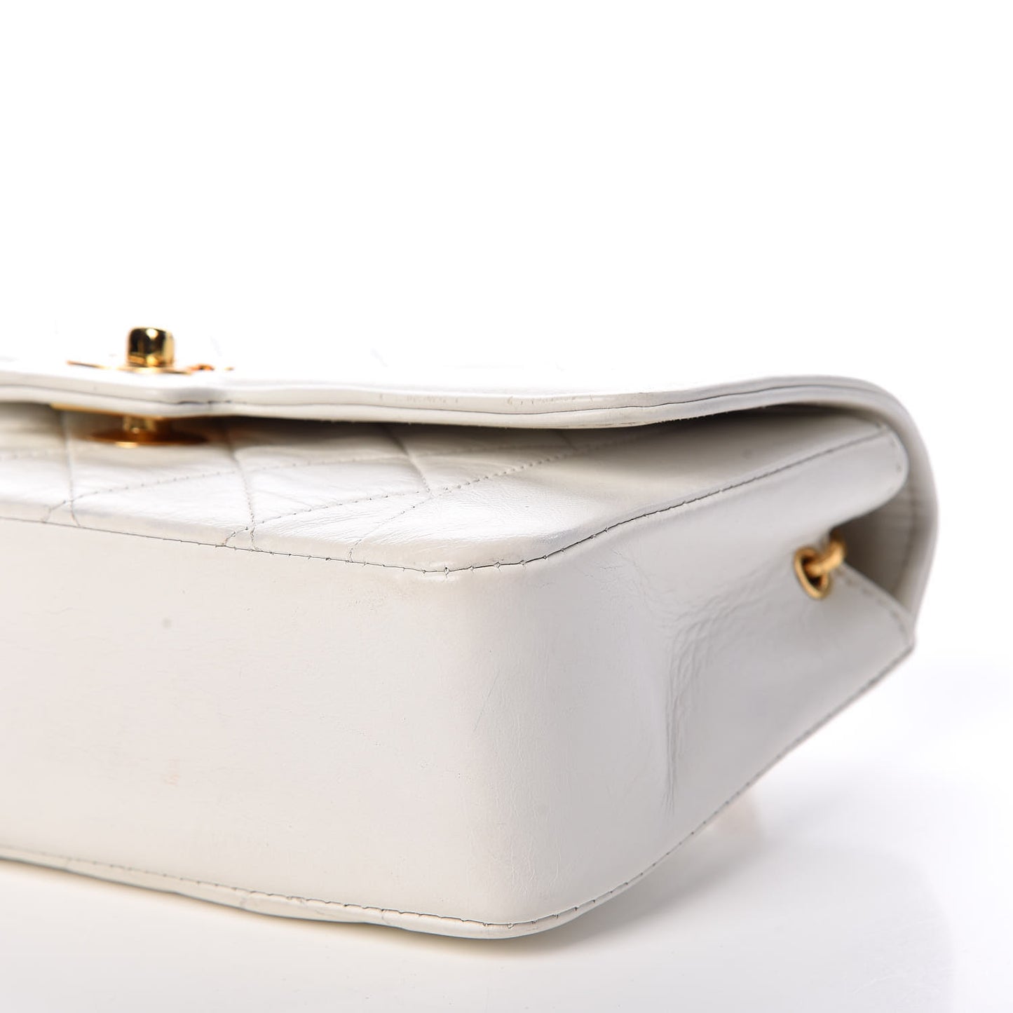 Lambskin Quilted Small Single Flap White