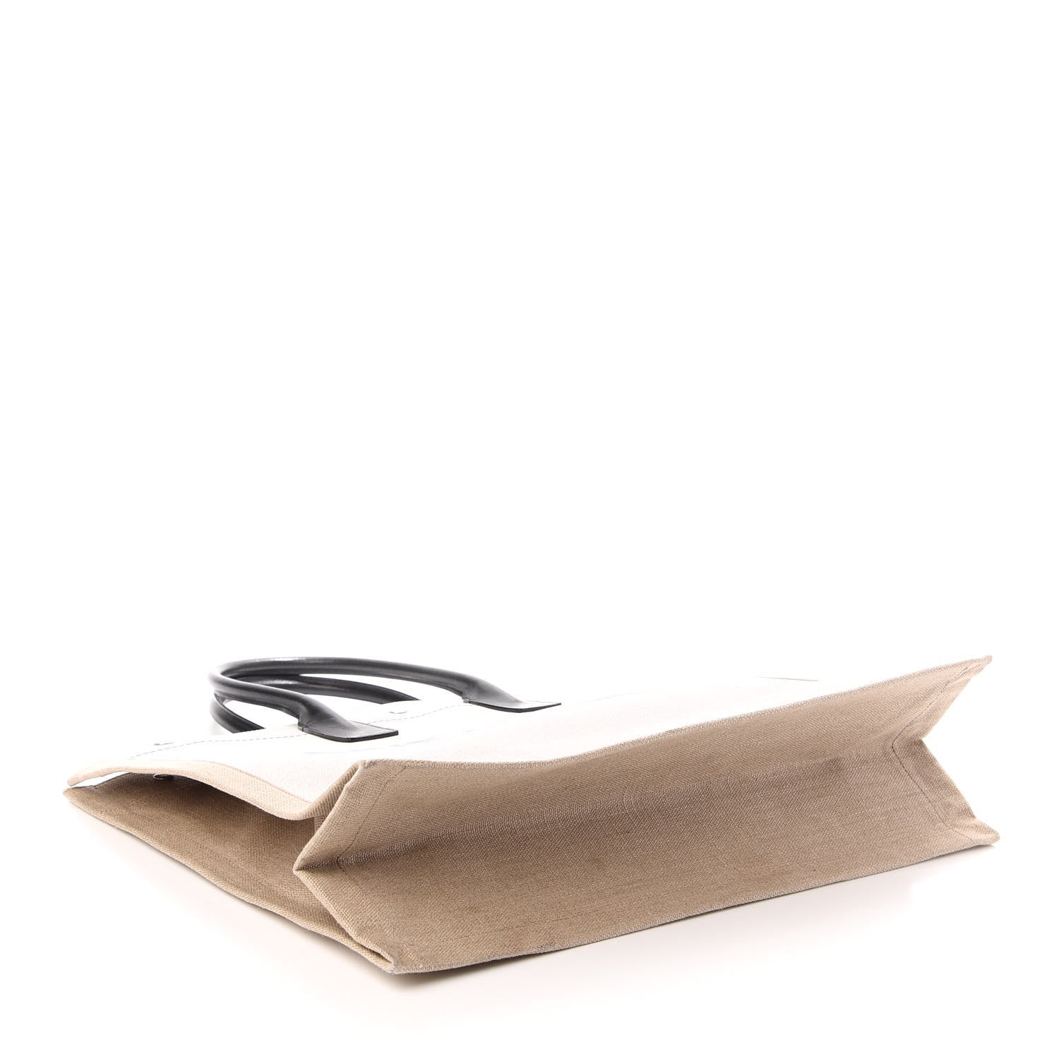 Saint Laurent Linen Calfskin Rive Gauche Tote Optic White 4 of 9