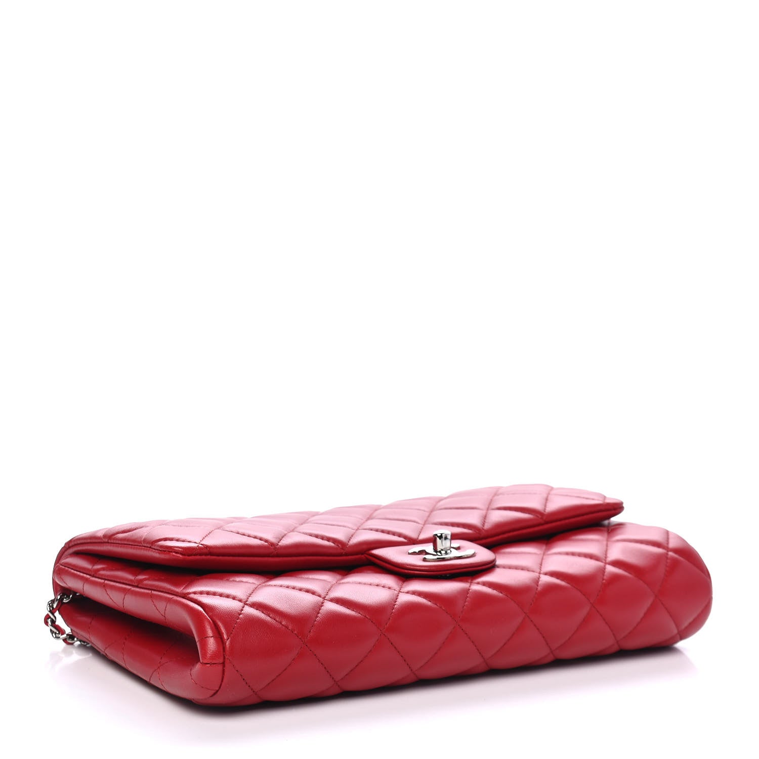 Chanel Lambskin Quilted Clutch With Chain Flap Red 3 of 8