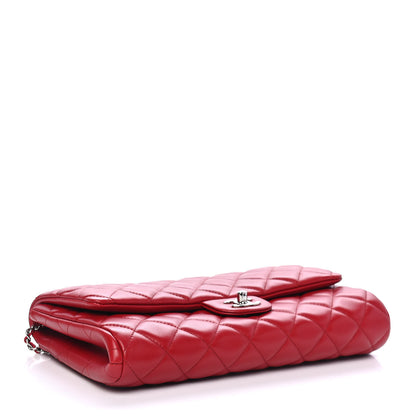 Chanel Lambskin Quilted Clutch With Chain Flap Red 3 of 8