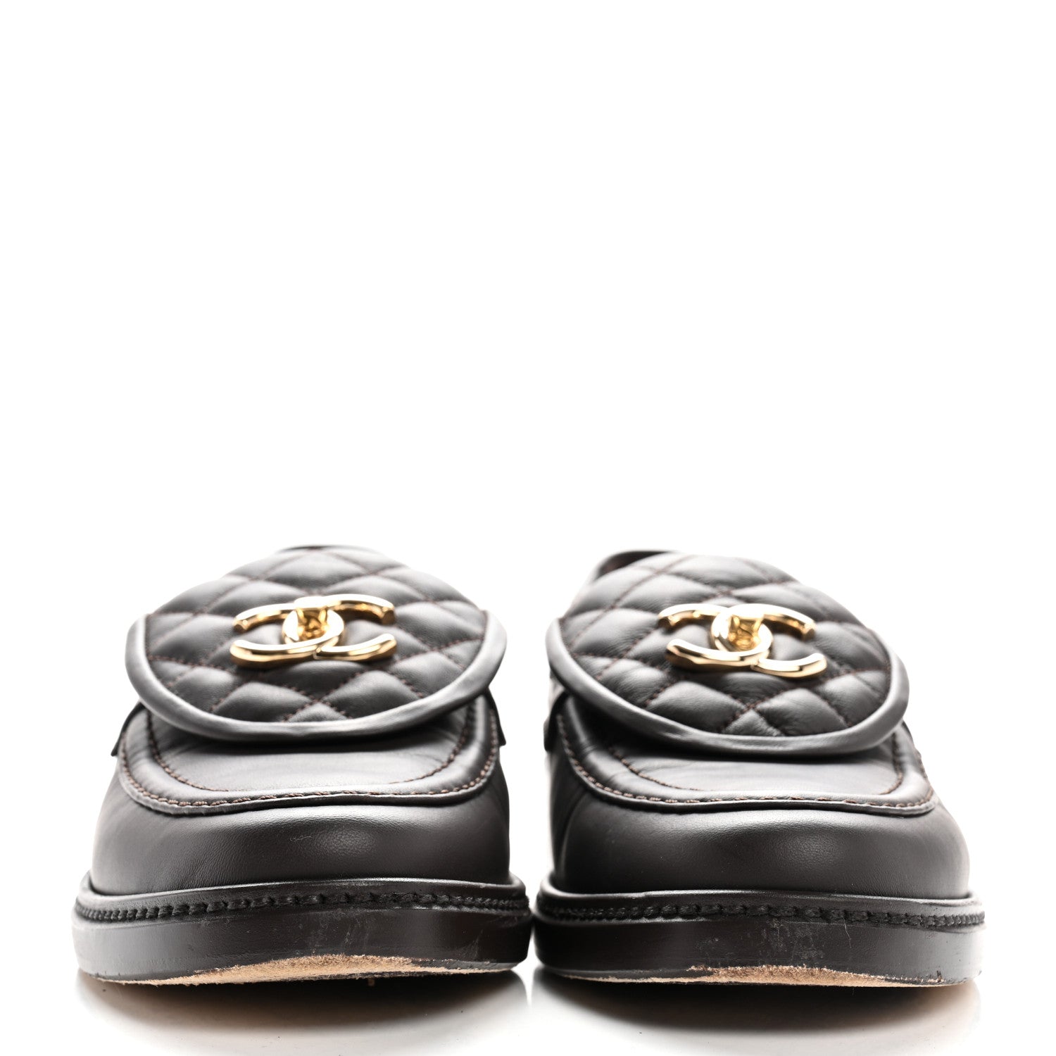 Chanel Lambskin Quilted CC Turnlock Loafers 38.5 Dark Brown 3 of 10