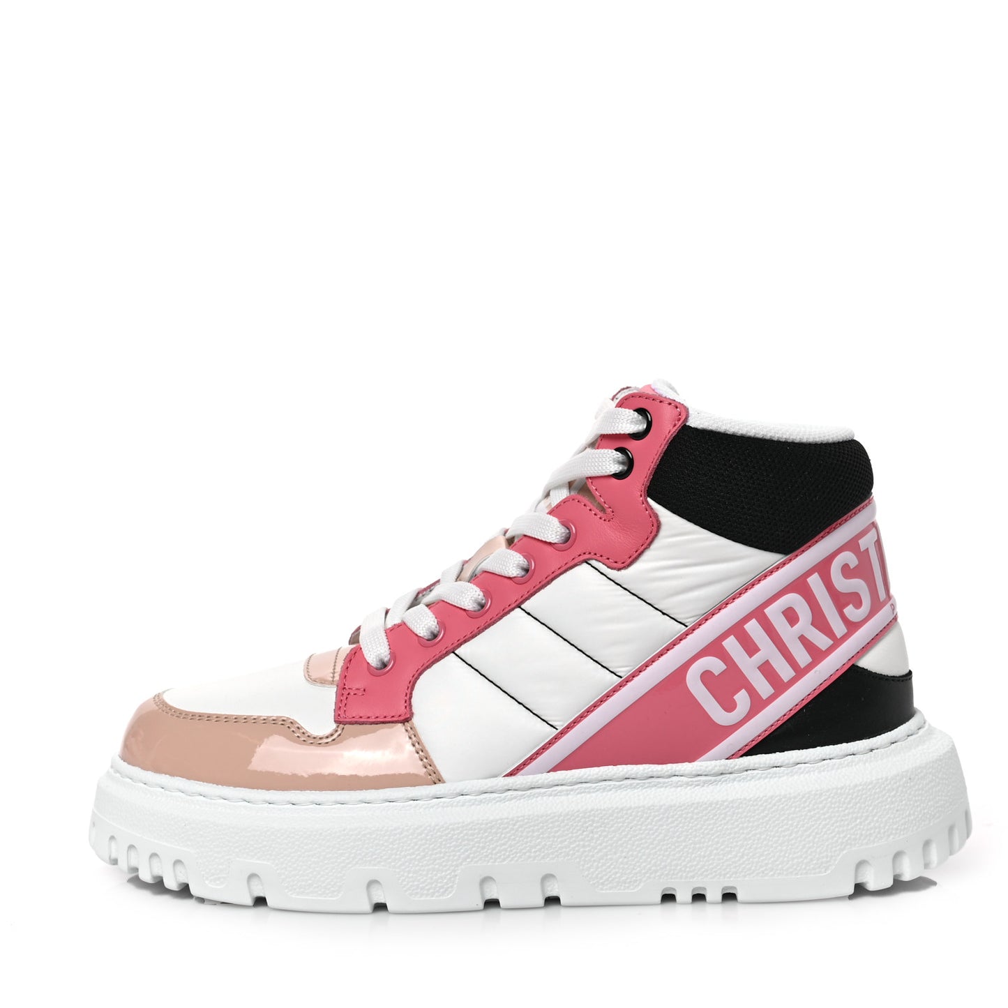 Nylon Calfskin Womens D-Player High Top Sneakers 36 Pink