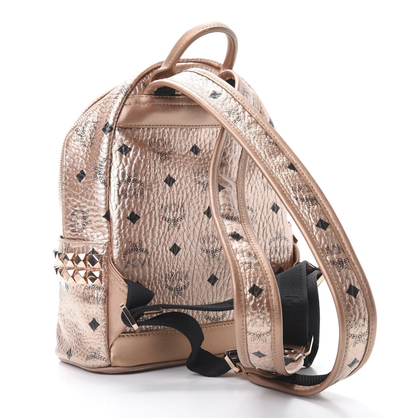 Metallic Visetos Side Stud Mini Stark Backpack Champagne Gold