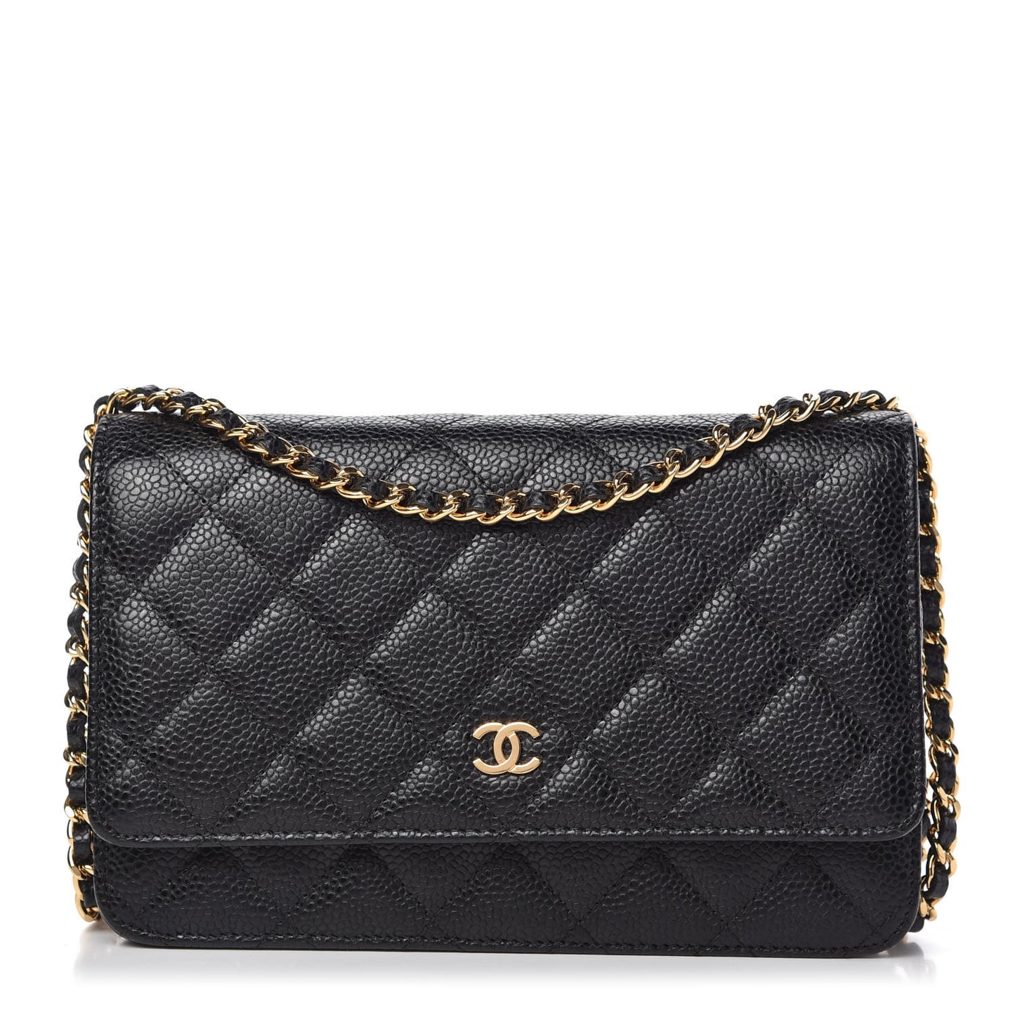 Caviar Quilted Wallet On Chain WOC Black