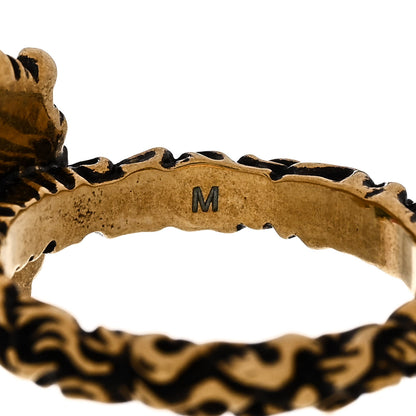Gucci Metal Glass Bead Lion Head GG Ring M Aged Gold Multicolor 5 of 7