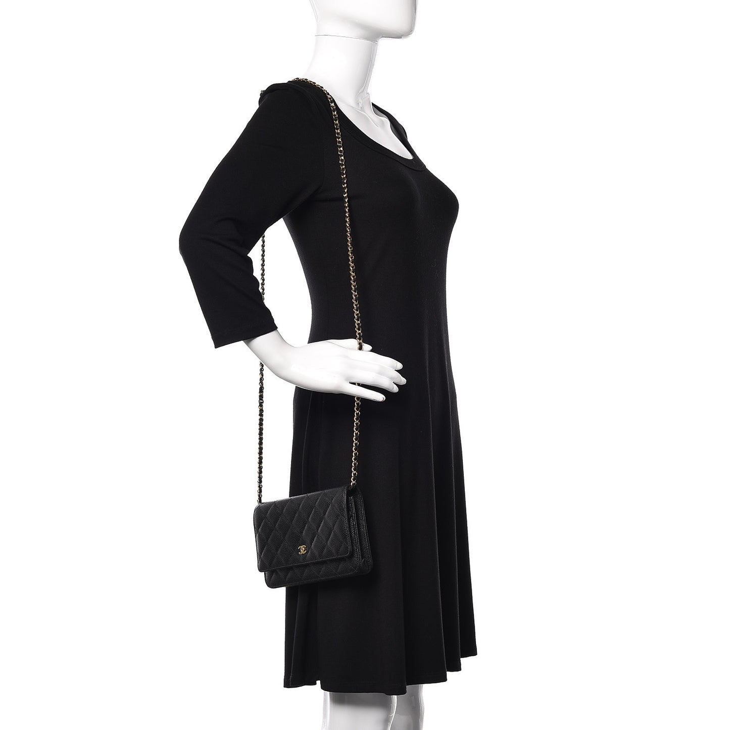 Caviar Quilted Wallet On Chain WOC Black