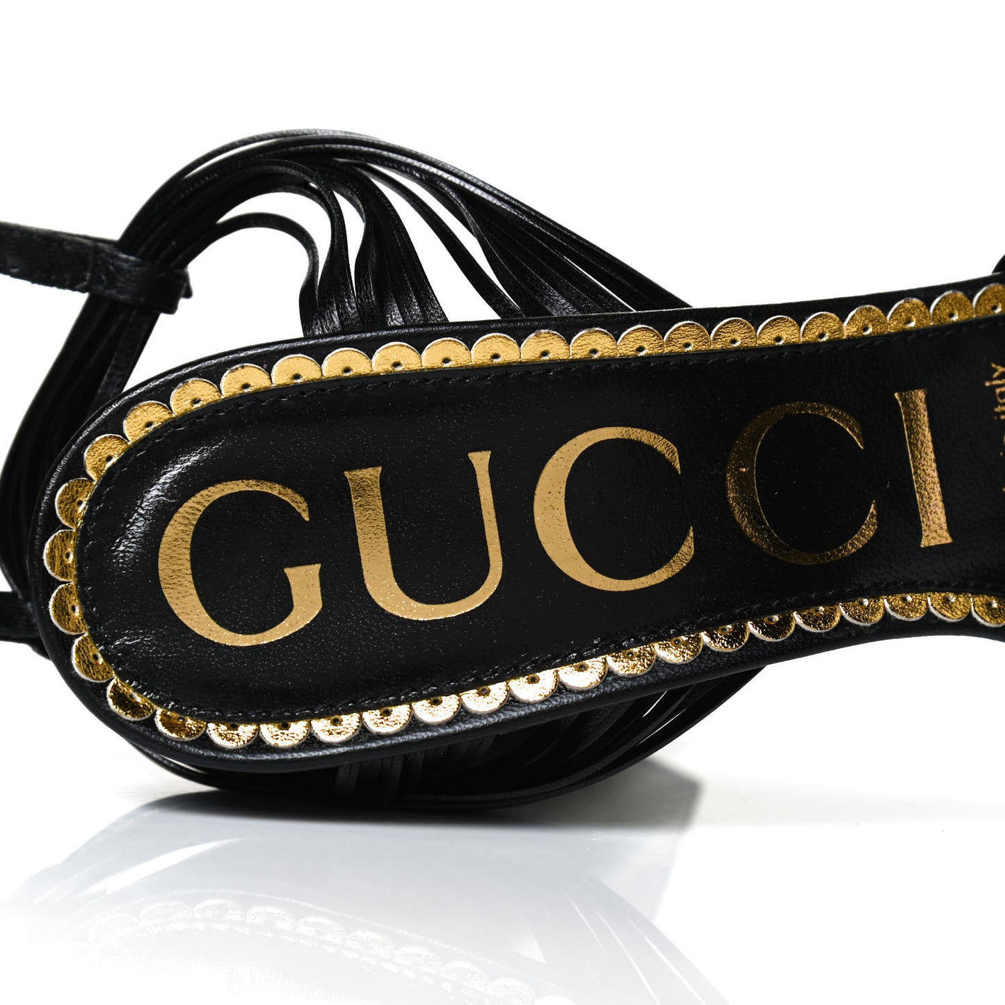 GUCCI Calfskin Knotted Strap Crawford Platform Sandals 37 Black