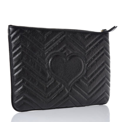 Gucci Azalea Calfskin Matelasse Heart GG Marmont Zip Pouch Black 3 of 8