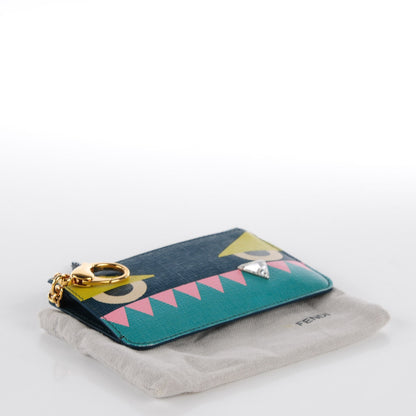 Fendi Vitello Crystal Tooth Monster Coin Pouch Key Case Oceano Multicolor 4 of 10