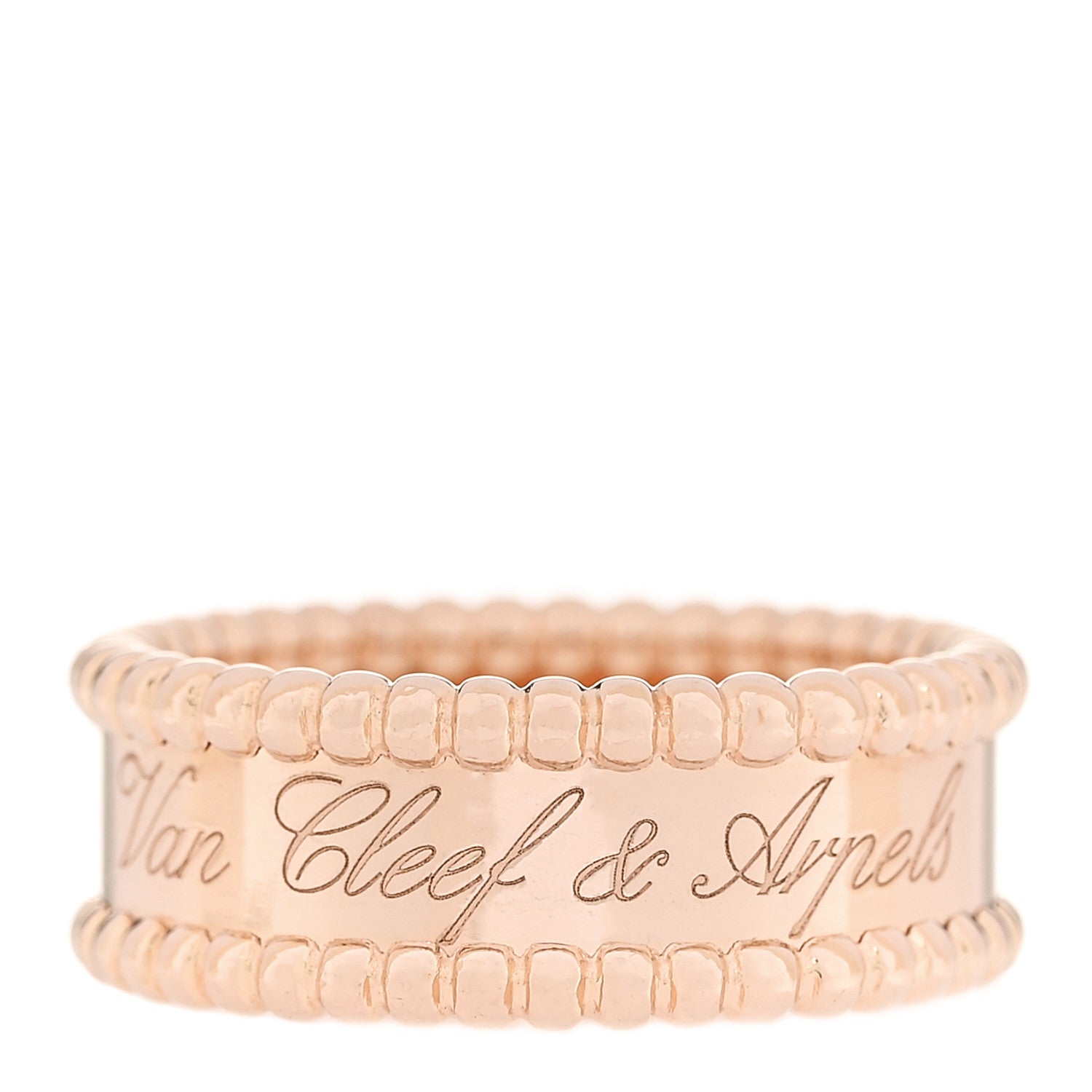 Van Cleef & Arpels 18K Rose Gold Perlee Signature Ring 56 7.75 1 of 7