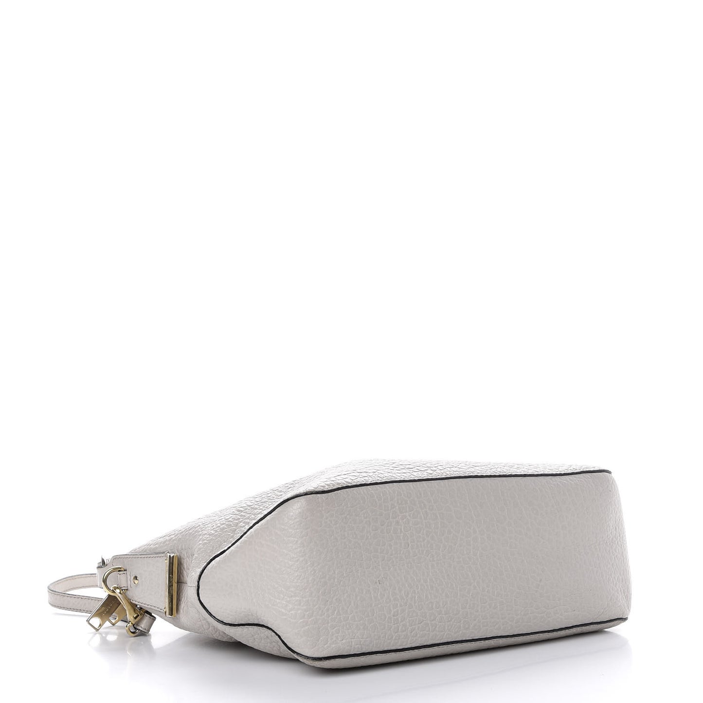 Signature Grain Calfskin Medium Hobo Pale Grey