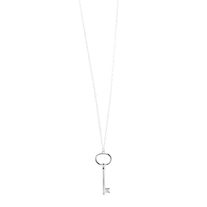 Tiffany Sterling Silver Oval Key Pendant Link Necklace 1 of 7