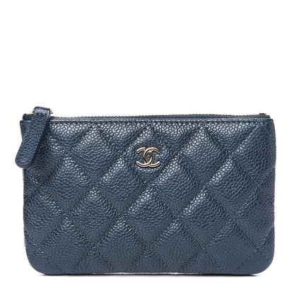 Chanel Metallic Caviar Quilted Small Cosmetic Case Dark Blue 1 of 7