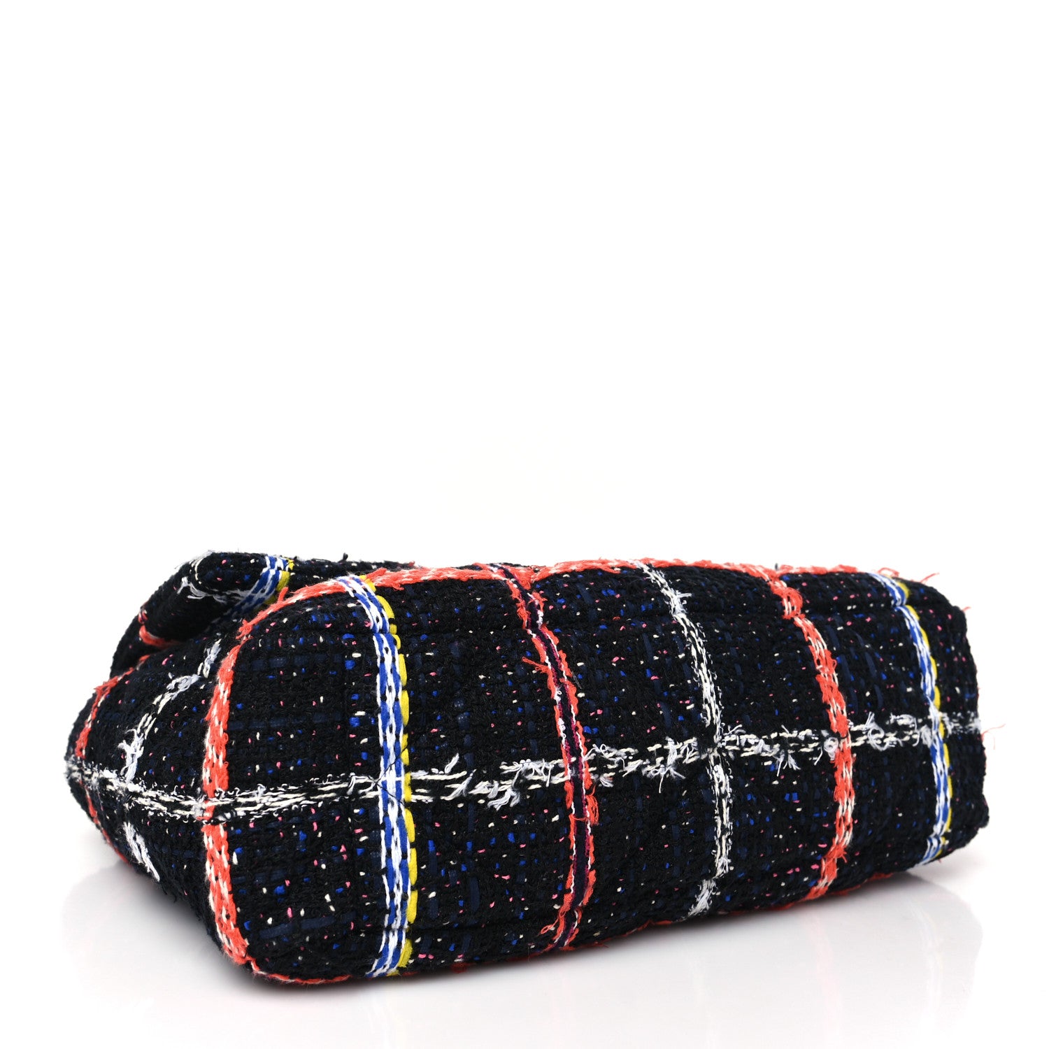 Chanel Tweed Quilted Large Chanel 19 Flap Black Orange Blue 4 of 11