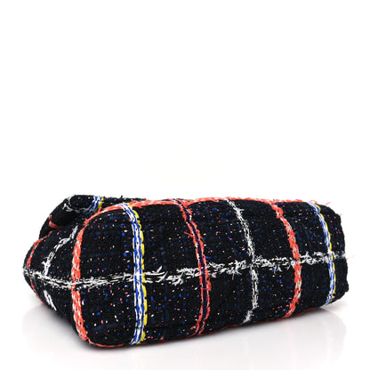 Chanel Tweed Quilted Large Chanel 19 Flap Black Orange Blue 4 of 11