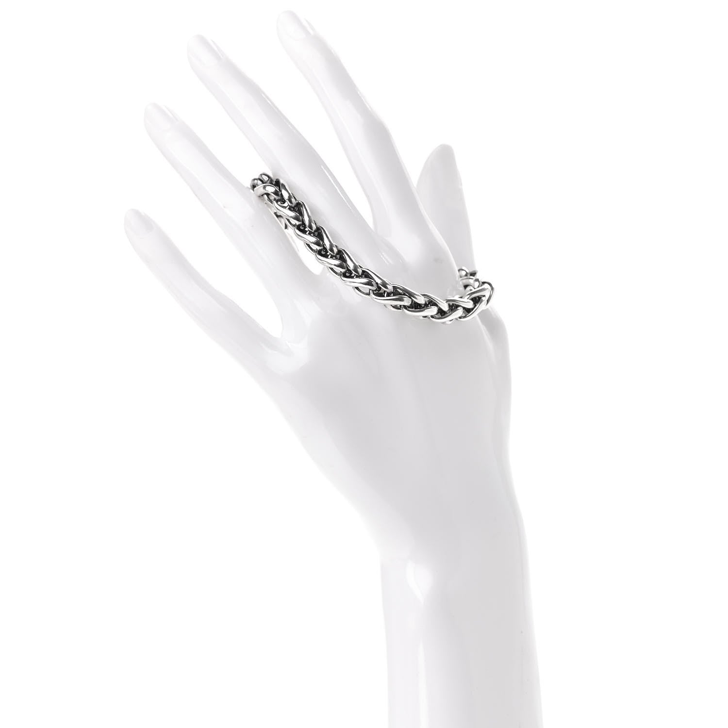 David Yurman Sterling Silver 18K Yellow Gold 8mm Wheat Chain Bracelet 2 of 4