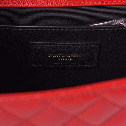Saint Laurent Grain De Poudre Textured Mixed Matelasse Triquilt Medium Monogram Satchel New Red 6 of 9