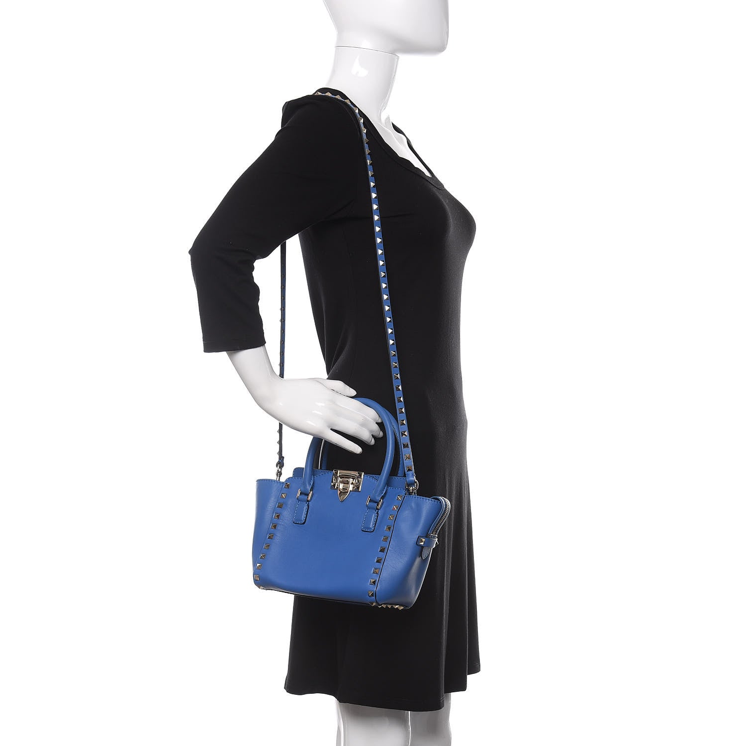 Valentino Garavani Vitello Mini Rockstud Double Handle Tote Light Sapphire 2 of 10