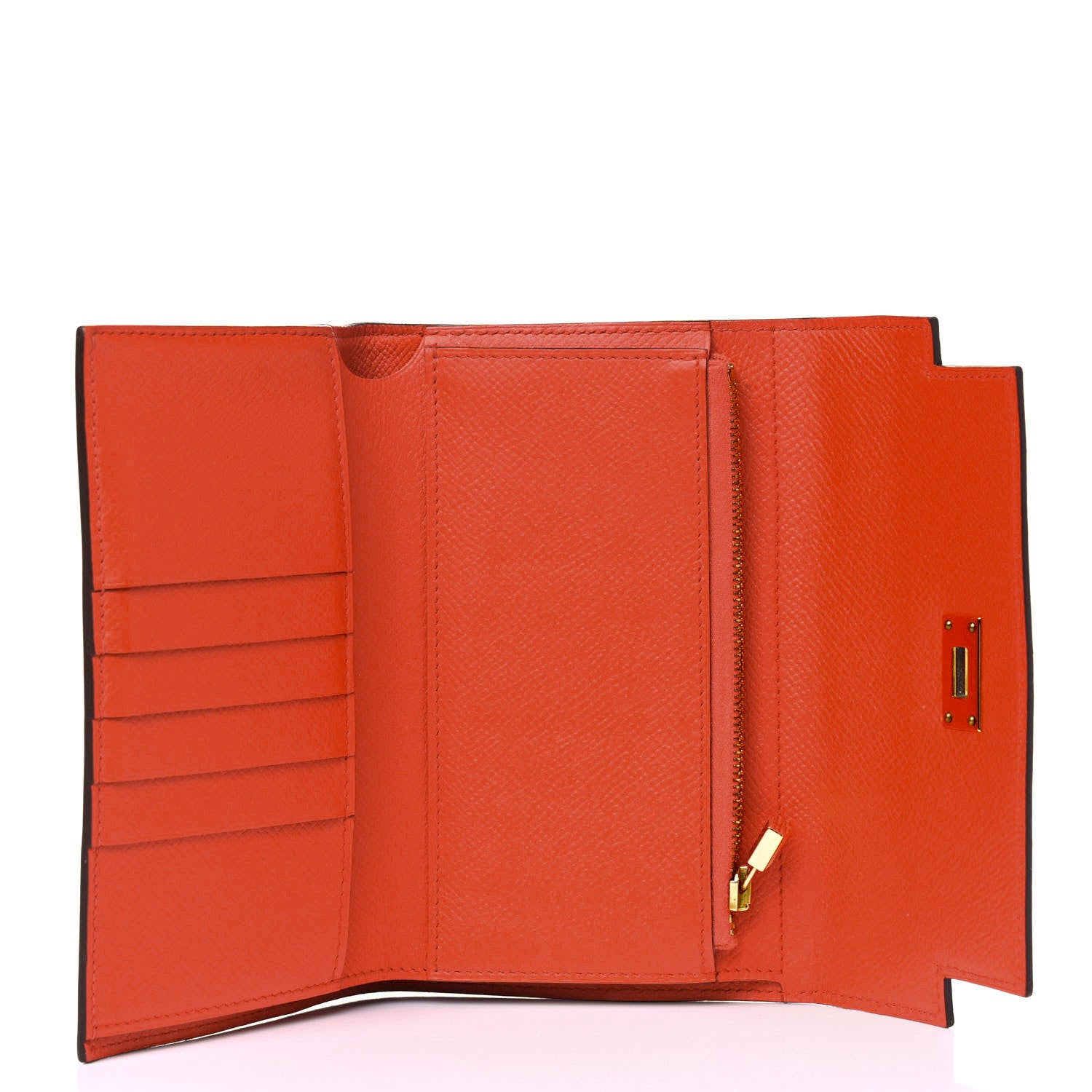 Hermes Epsom Medium Kelly Wallet Rouge Tomate 3 of 12