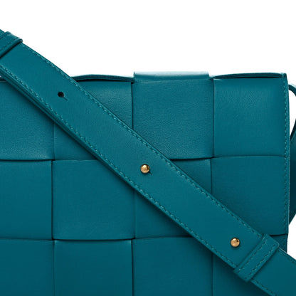 Bottega Veneta Lambskin Maxi Intrecciato Cassette Crossbody Bag Petrol Blue 9 of 14