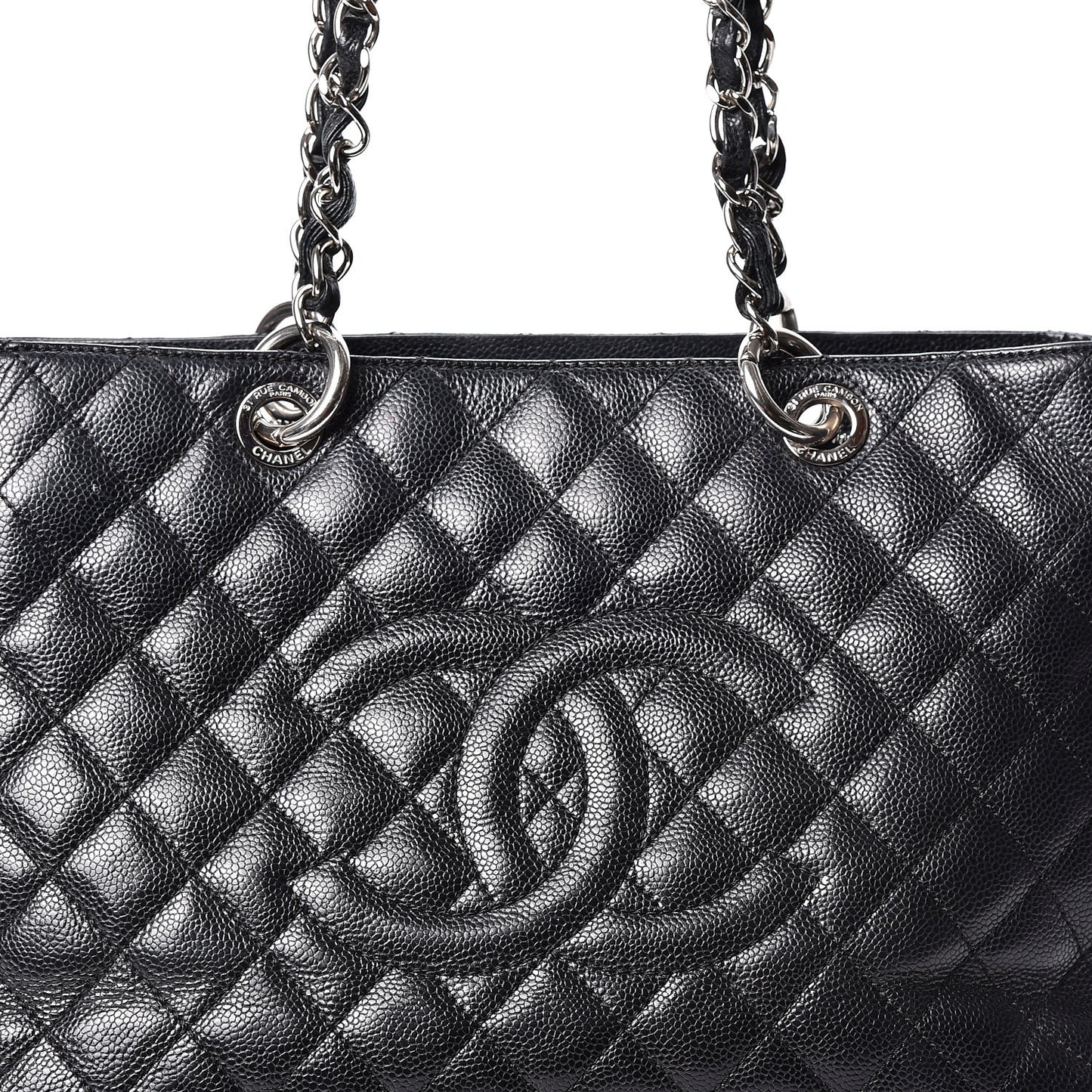 Caviar Quilted Grand Shopping Tote GST Black