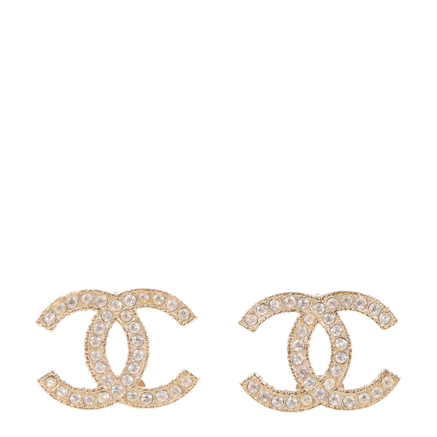 Chanel Crystal CC Earrings Gold 1 of 5
