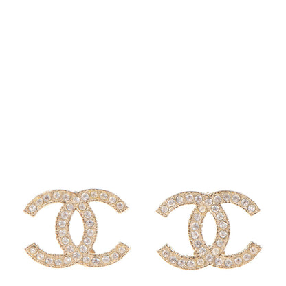 Chanel Crystal CC Earrings Gold 1 of 5