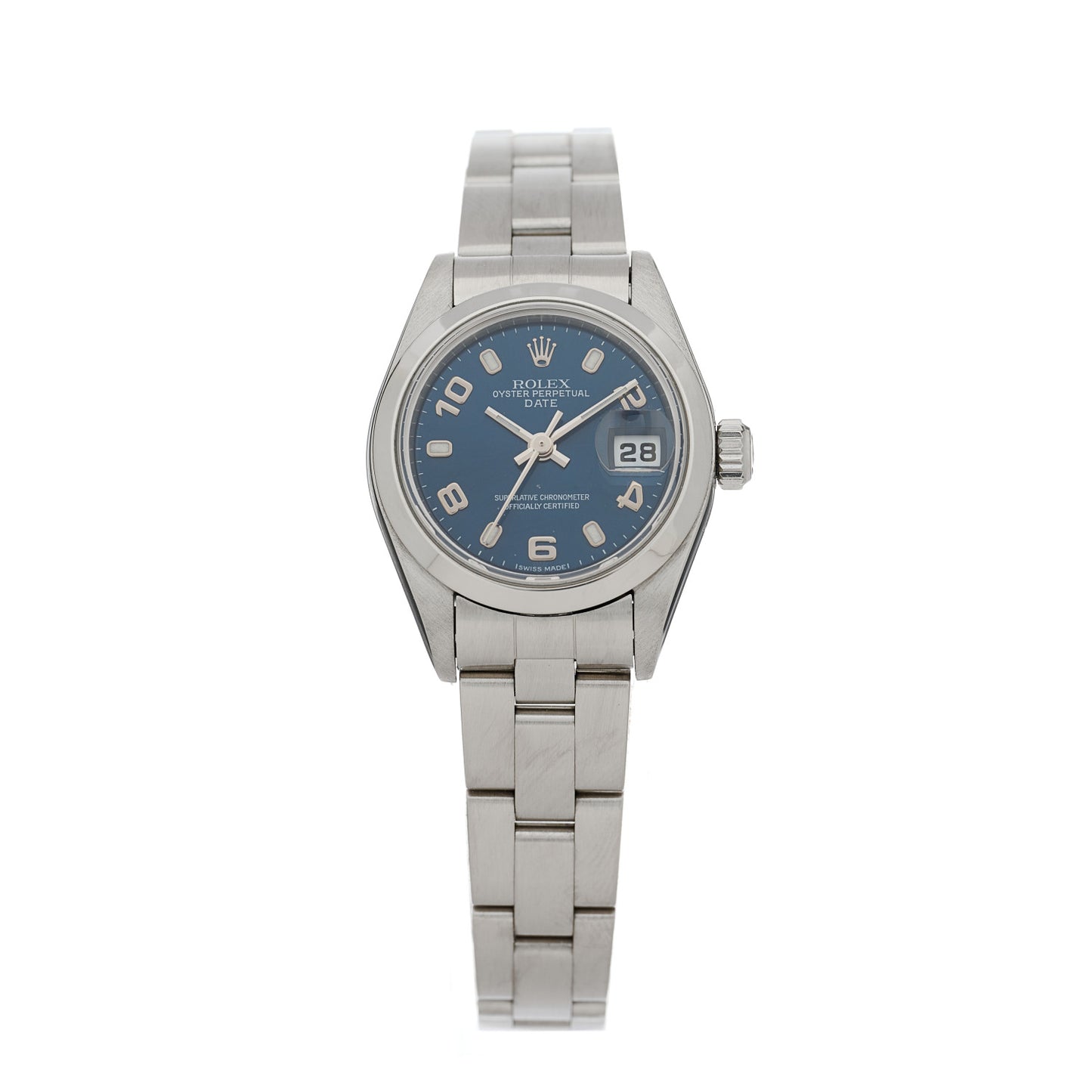 Stainless Steel 26mm Oyster Perpetual Date Watch Blue 79160