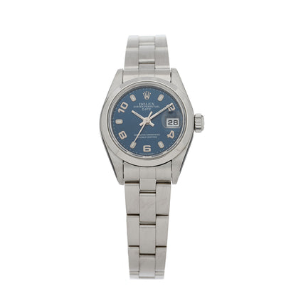 Rolex Stainless Steel 26mm Oyster Perpetual Date Watch Blue 79160 1 of 4