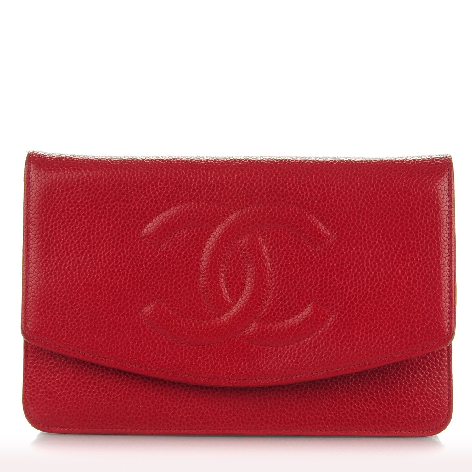 Chanel Caviar Timeless CC Wallet On Chain WOC Red 1 of 11