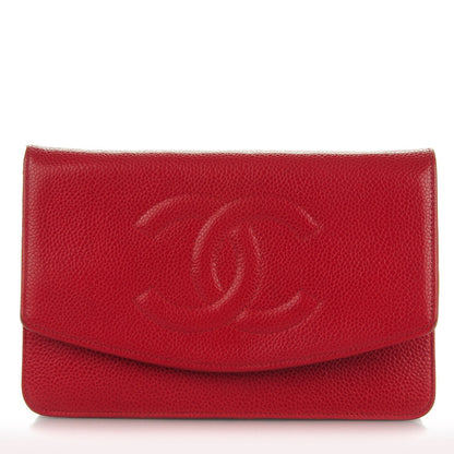 Chanel Caviar Timeless CC Wallet On Chain WOC Red 1 of 11