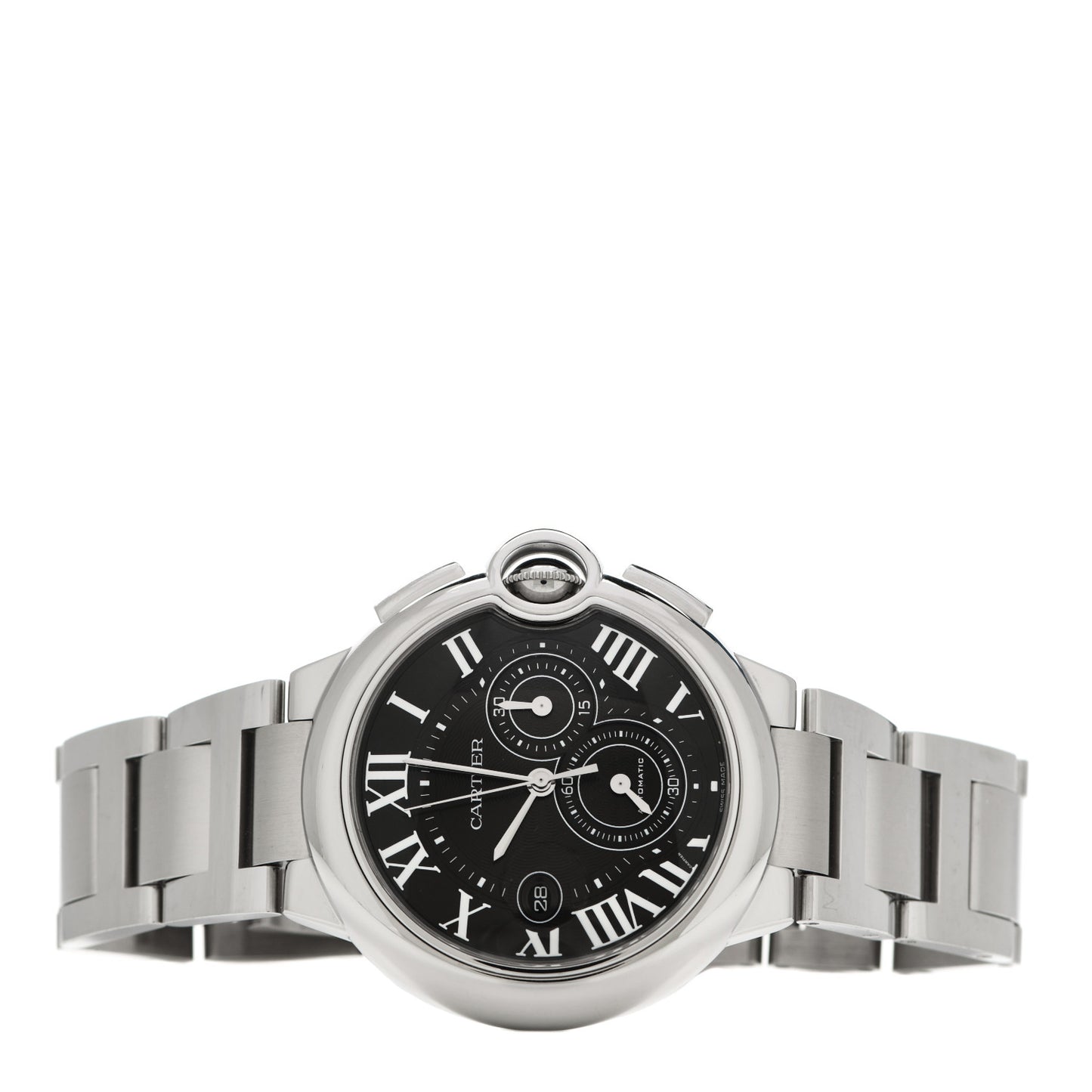 Stainless Steel 44mm Ballon Bleu De Cartier Chronograph Automatic Watch Black