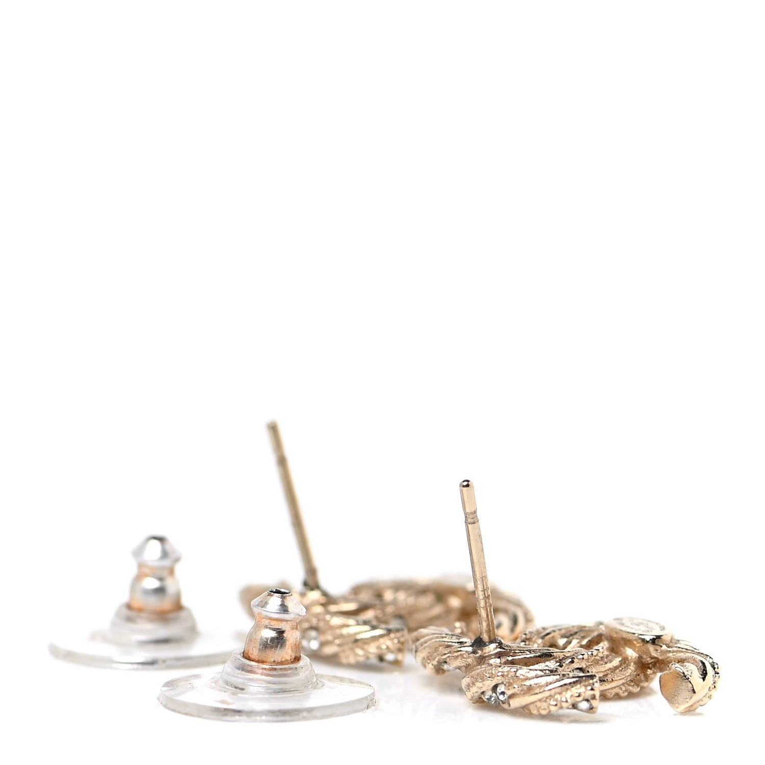 Chanel Crystal Twisted CC Earrings Gold 3 of 4