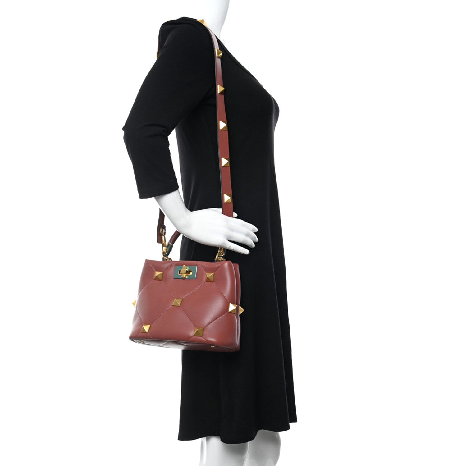 Valentino Garavani Nappa Small Roman Stud The Handle Bag Gingerbread 2 of 9