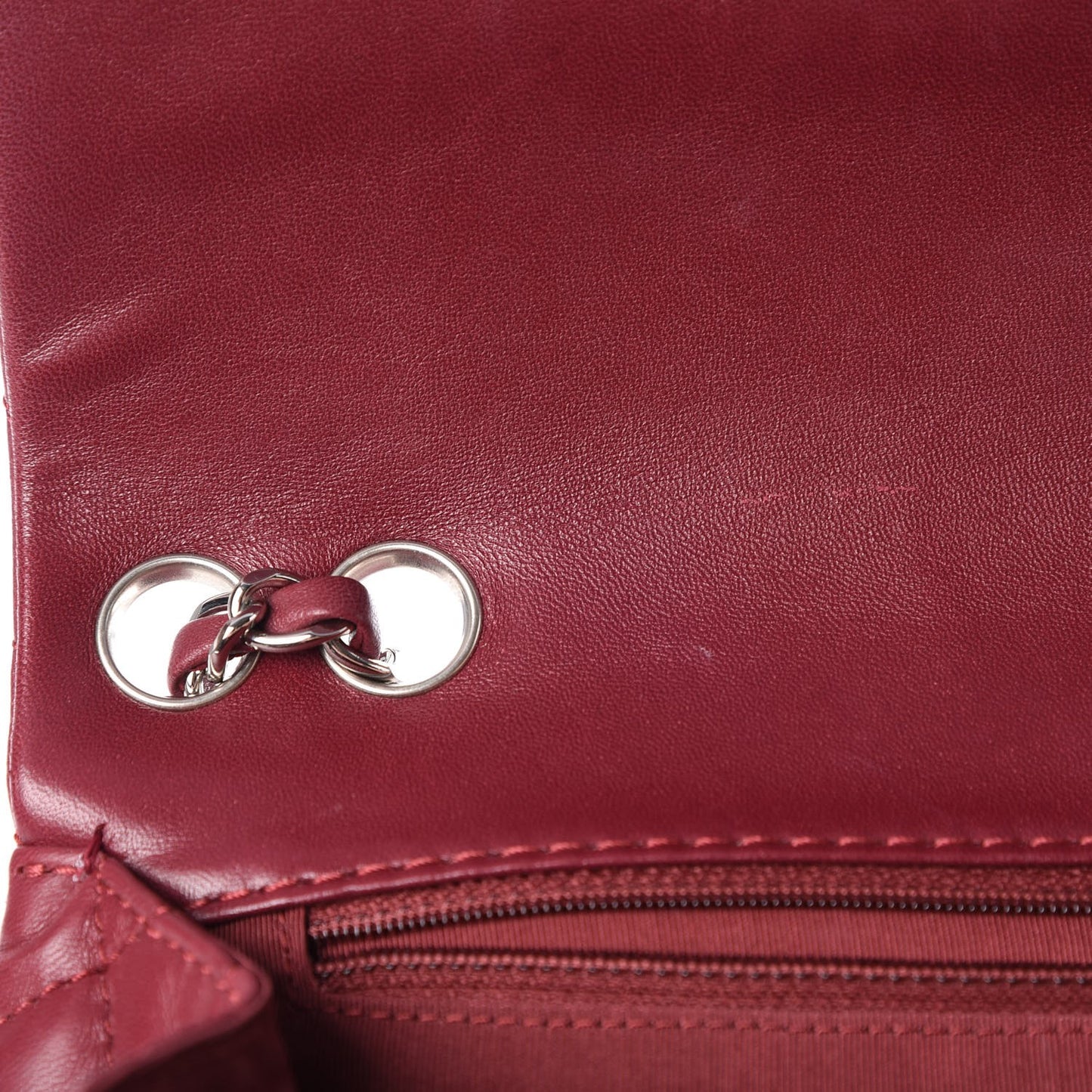 Lambskin Surpique Chevron Medium Single Flap Dark Red