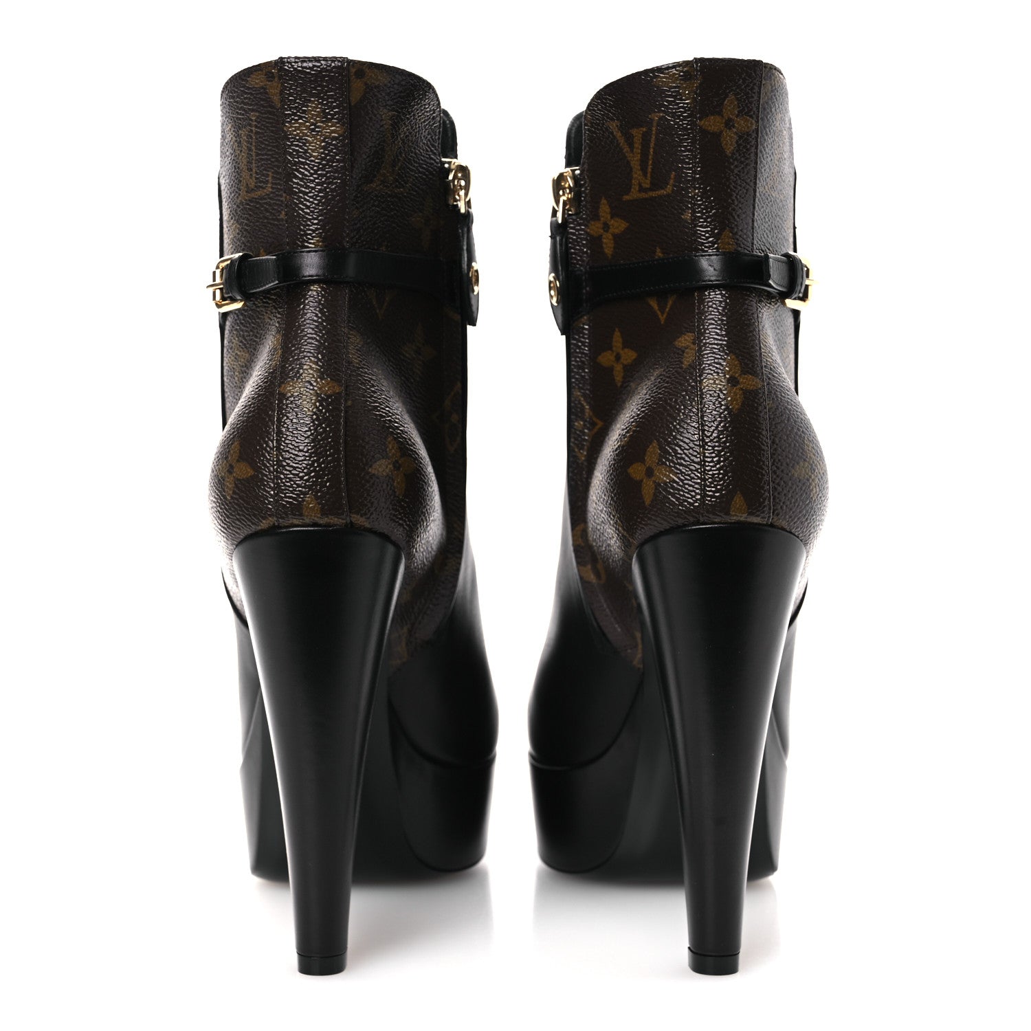 Louis Vuitton Calfskin Monogram Afterglow Platform Ankle Boots 39.5 Black 6 of 13