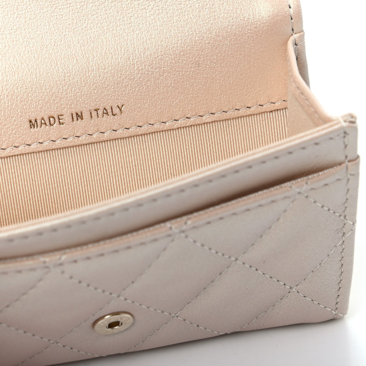 Chanel Metallic Lambskin Quilted Flap Card Holder Wallet Gold 7 of 9