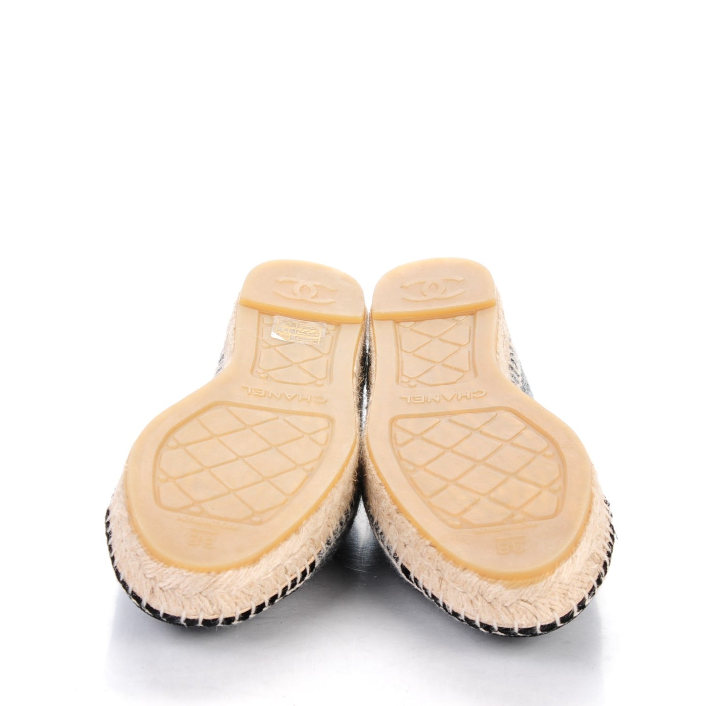 Tweed Velvet CC Espadrilles 38 Grey Black