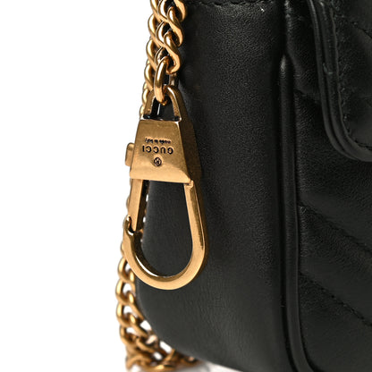 Gucci Calfskin Matelasse Super Mini GG Marmont Shoulder Bag Black 11 of 16