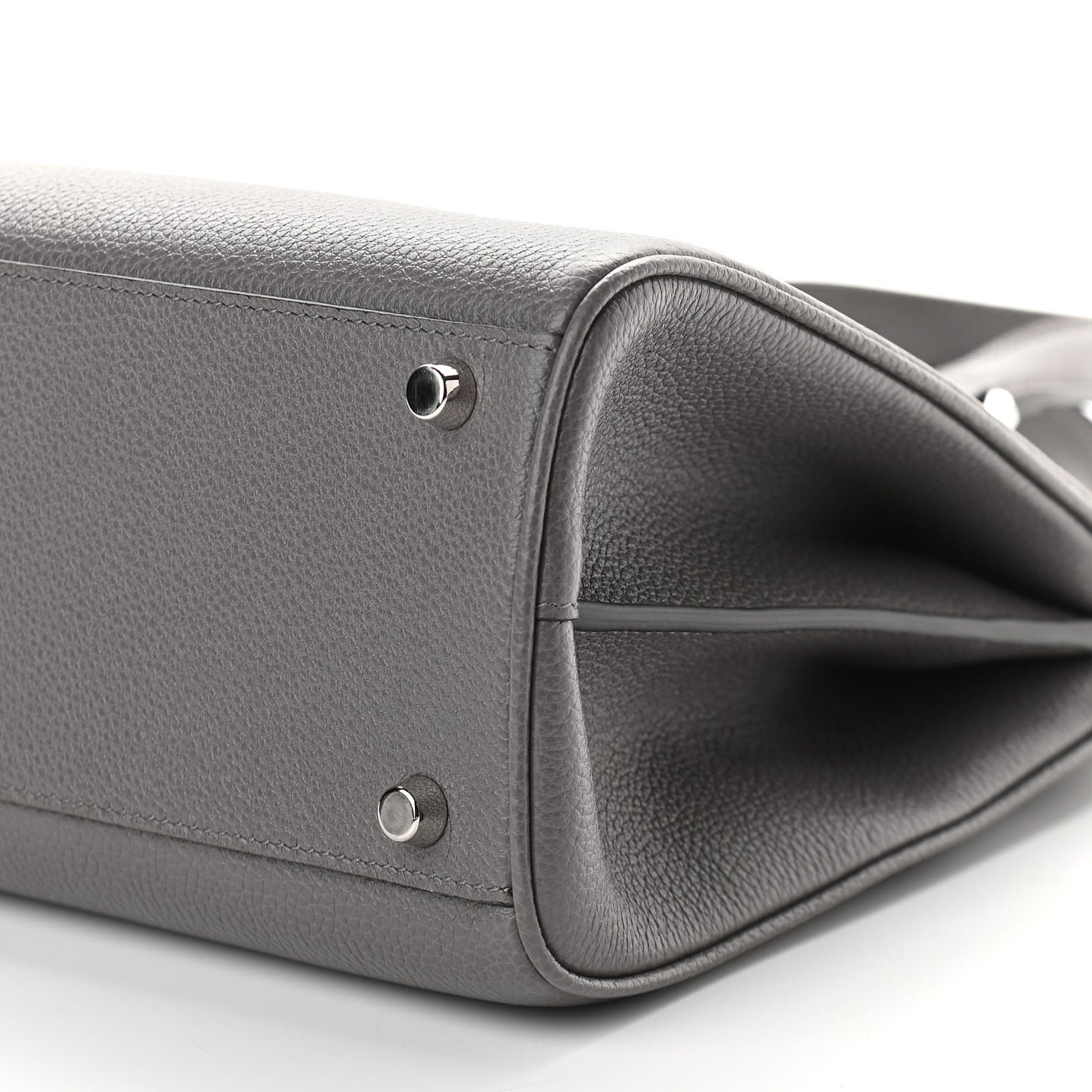 Grainy Calfskin Small Zumi Top Handle Bag Dusty Grey