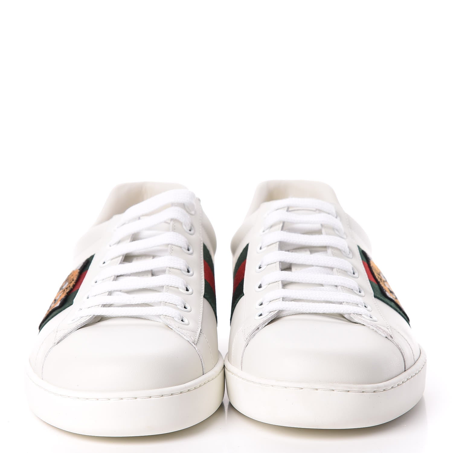 Gucci Calfskin Ayers Web Tiger Embroidered Mens Ace Sneakers 9.5 White Green Red 2 of 12