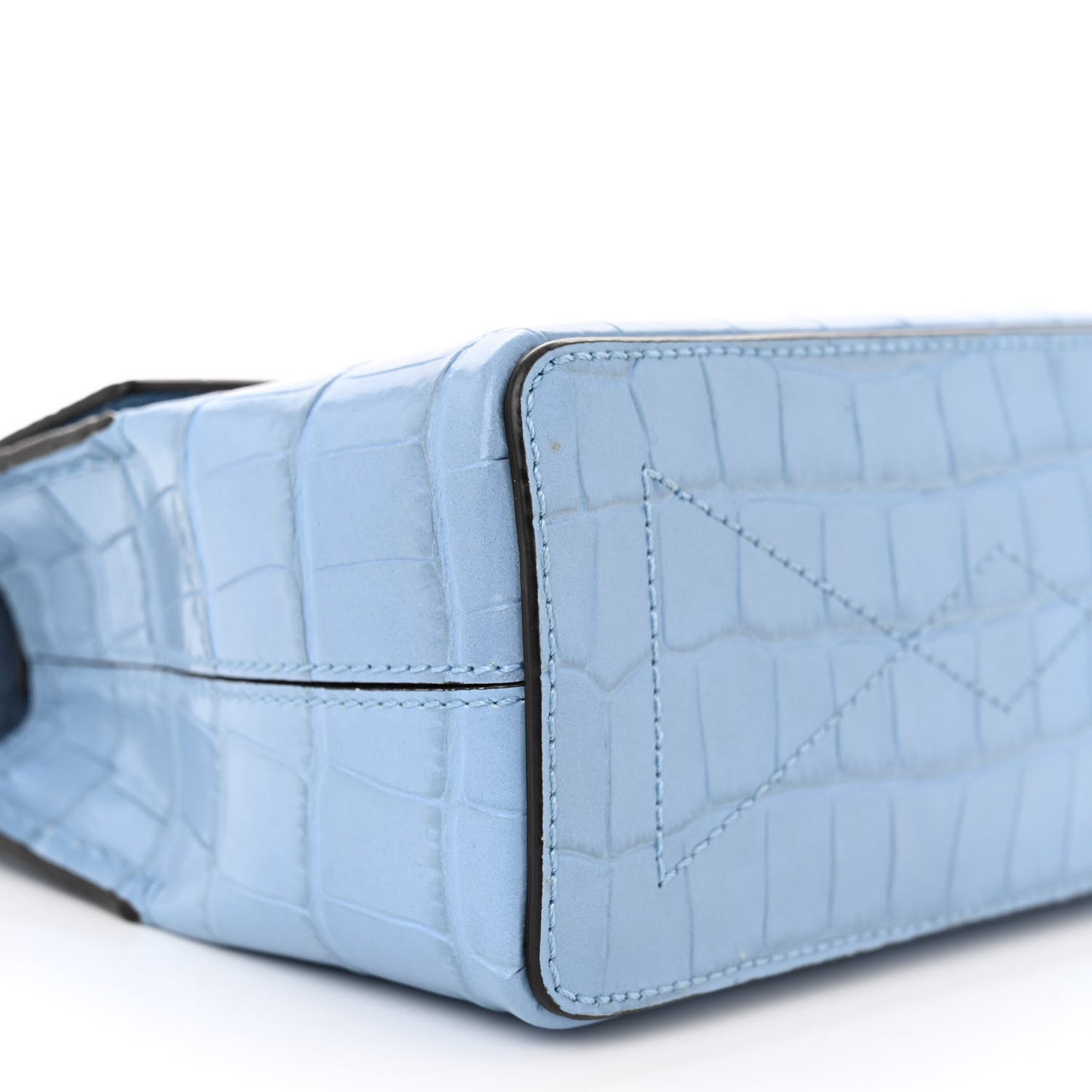 Shiny Croc Calfskin Embossed Micro Seaton Blue