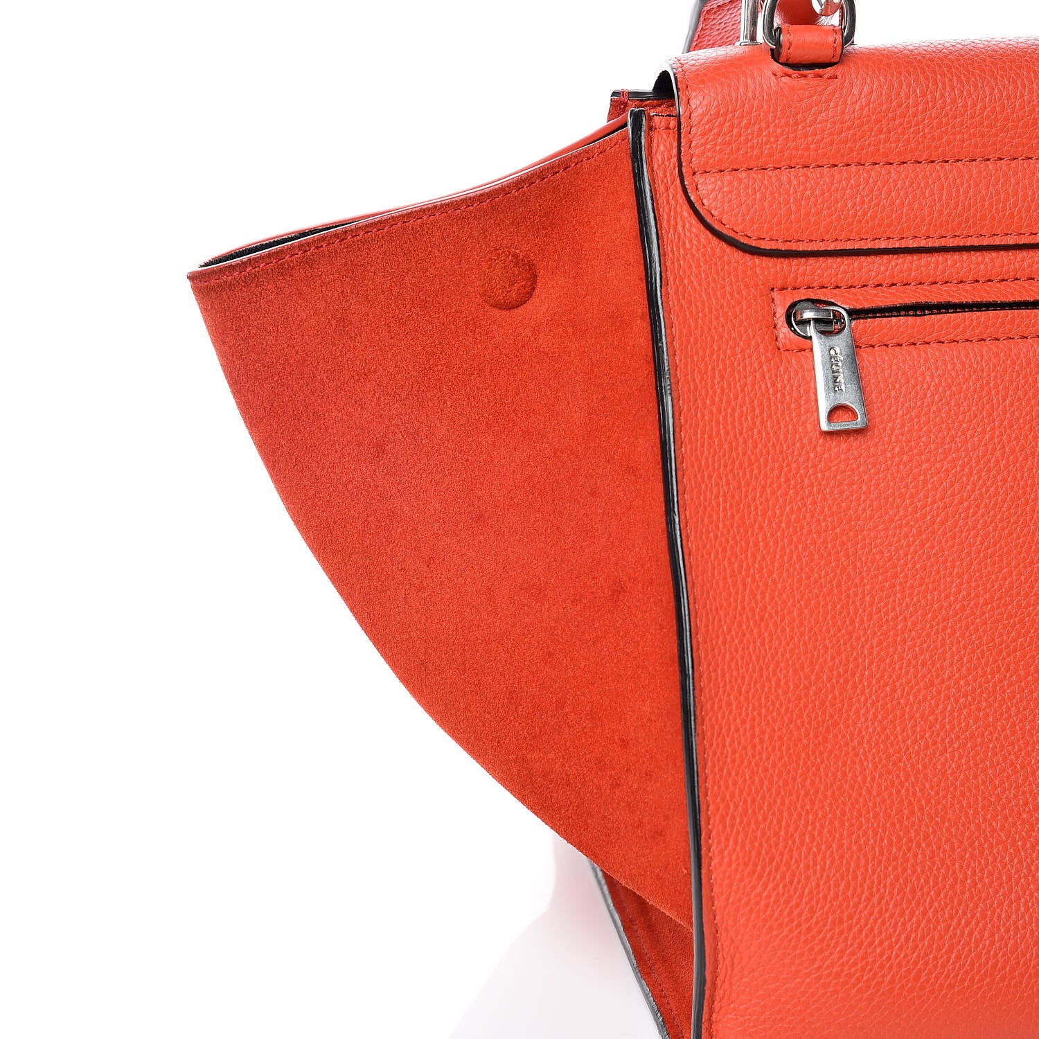 Celine Drummed Calfskin Suede Medium Trapeze Vermillion 14 of 21