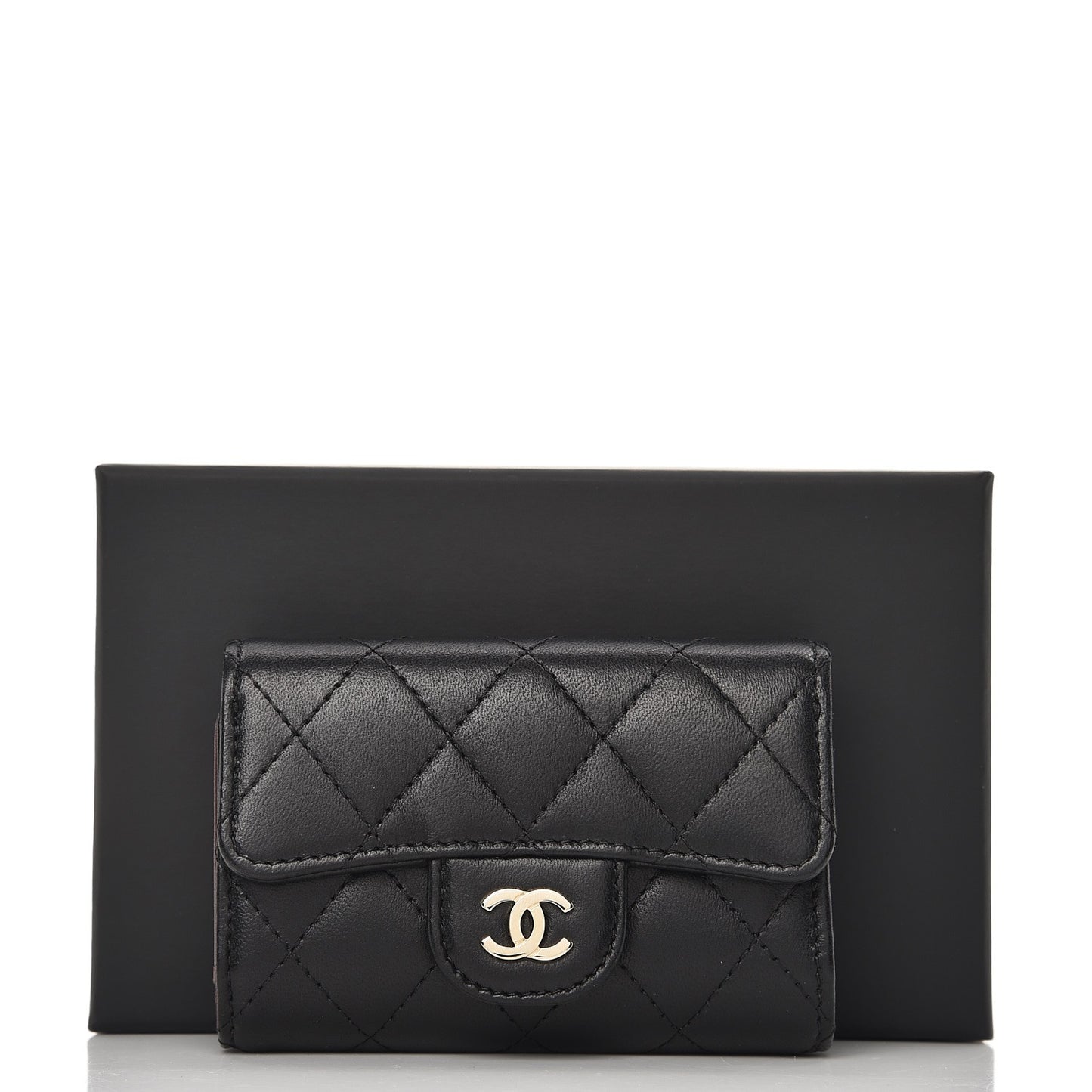 Lambskin Quilted 4 Key Holder Black