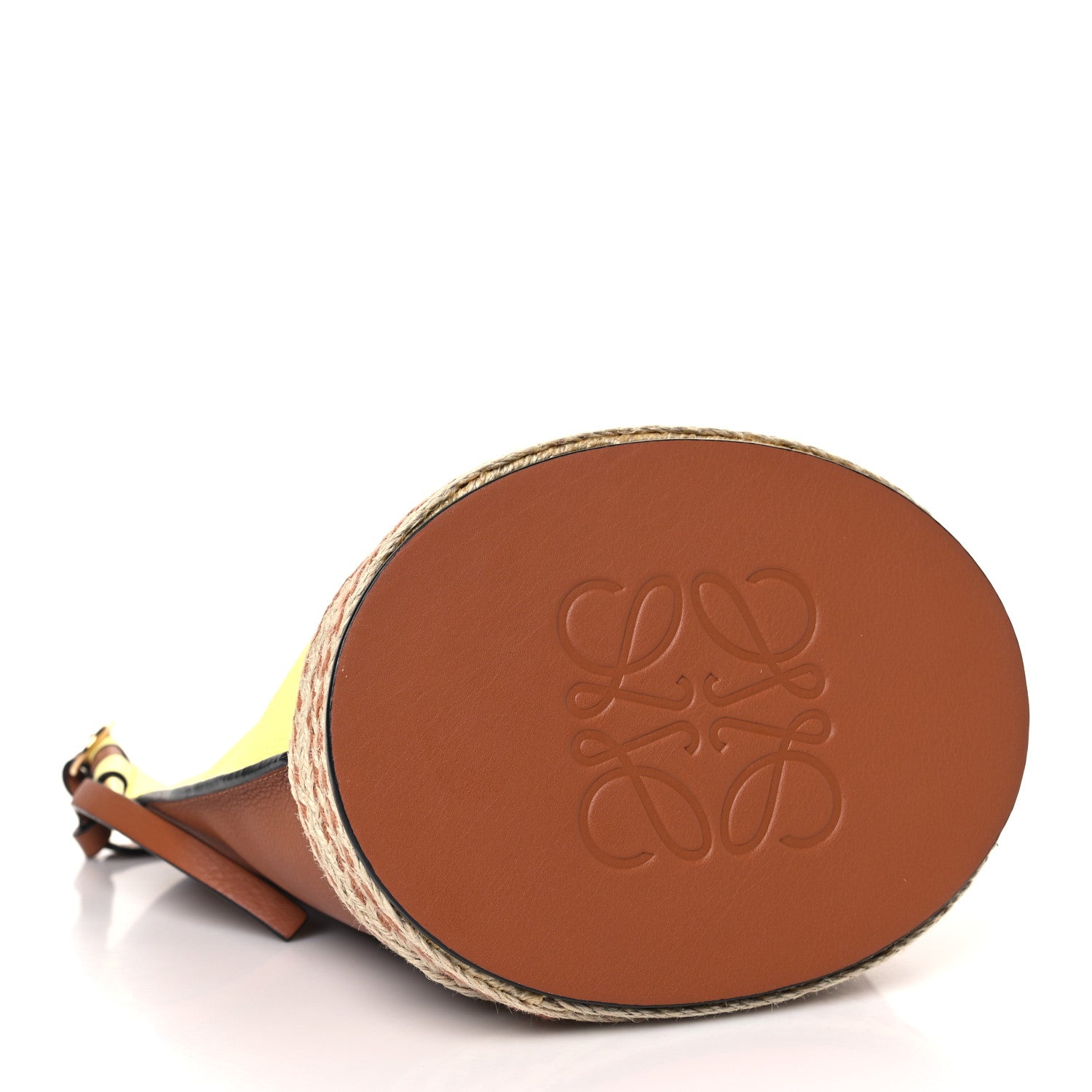 Loewe Calfskin Raffia Gate Bucket Bag Tan Light Yellow 4 of 10