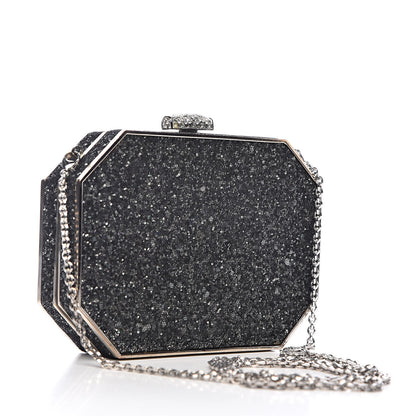 Judith Leiber Crystal Minaudiere Bow Clutch Black Silver 3 of 13