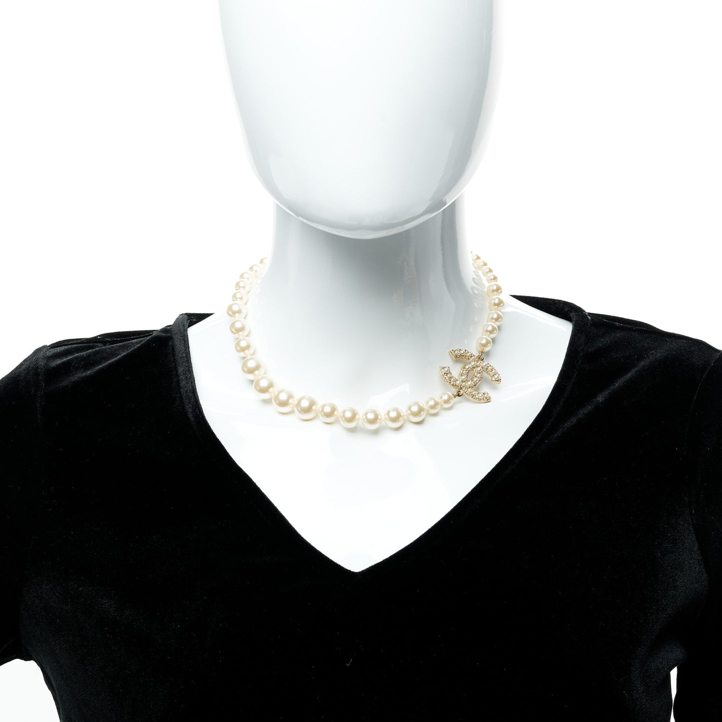 Pearl CC 100th Anniversary Necklace Light Gold