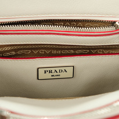 Prada Glace Calf Suede Mini Twin Pocket Tote Talco Rosso 7 of 10