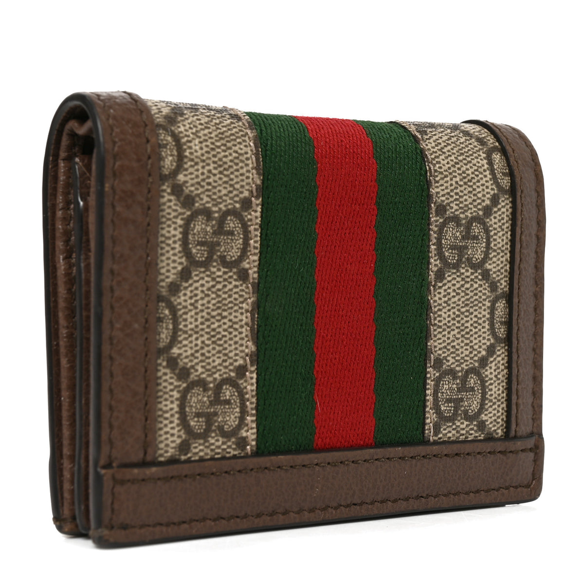 Gucci GG Supreme Monogram Web Ophidia Card Case Beige New Acero 3 of 7